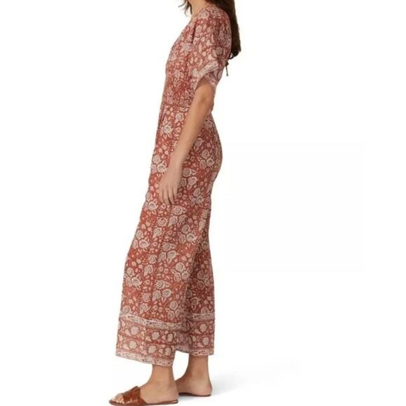 Cleobella Printed Jess Jumpsuit Burnt Orange Cream Floral Women's Size Small - Picture 3 of 16